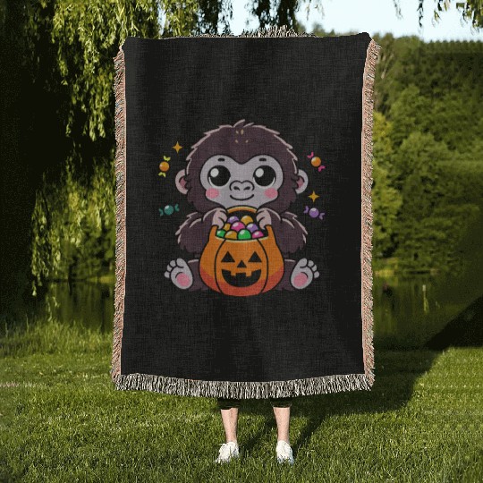 Kingkong's Candy Haul Halloween Trick-or-Treat Bag Woven Blankets