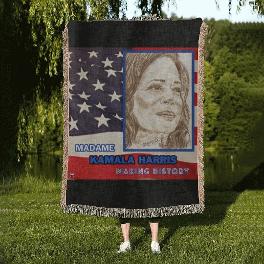 Kamala Harris-Making History-You Are Too. Woven Blankets