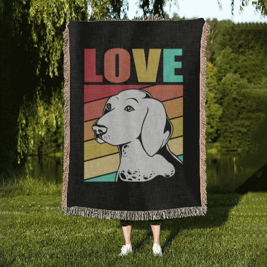 Retro German Shorthaired Pointer Dog I Love My GSP Woven Blankets