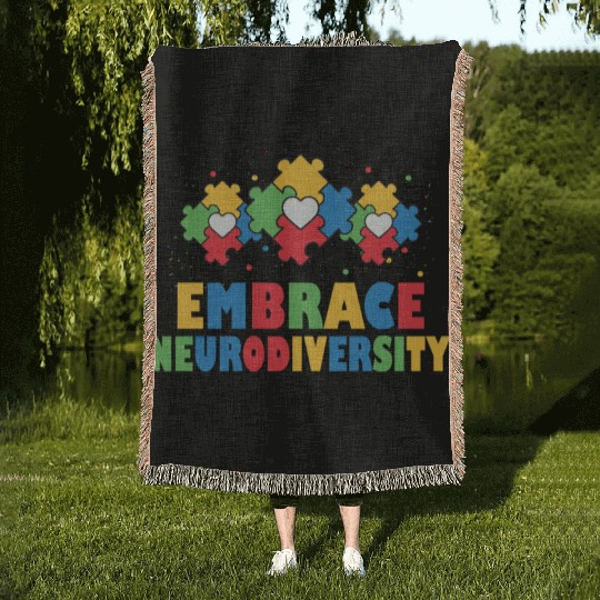 embrace neurodiversity - Embrace ADHD Autism ASD Woven Blankets