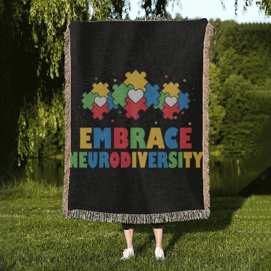 embrace neurodiversity - Embrace ADHD Autism ASD Woven Blankets