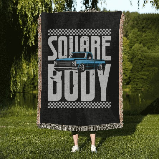 Vintage American Square Body Truck 4x4 Mud Trucks Woven Blankets