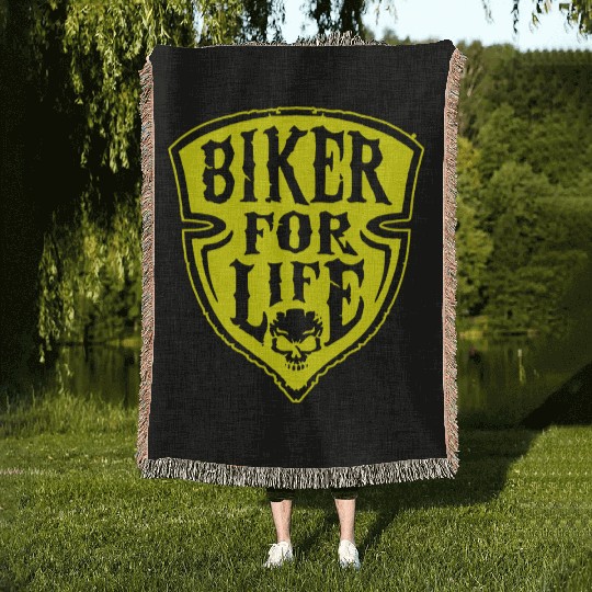 Biker For Life Shield LIKE US ON FACEBOOK # Woven Blankets