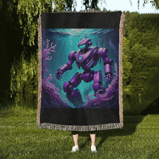 underwater military robot Woven Blankets
