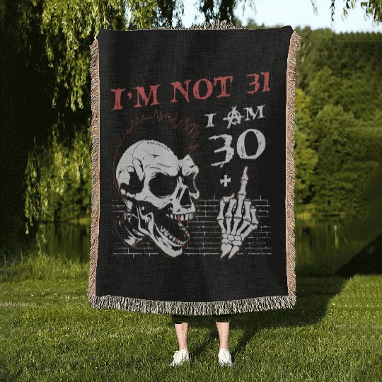 I Am 30 Plus Middle Finger - 31st Birthday Woven Blankets