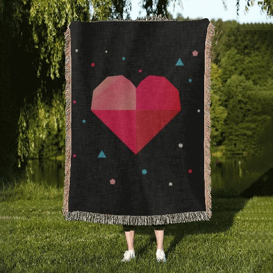 Geometric heart - modern & colorful design Woven Blankets