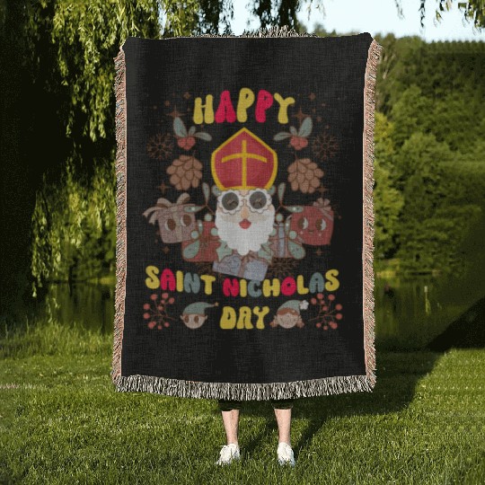 Groovy Saint Nicholas Day logo Woven Blankets