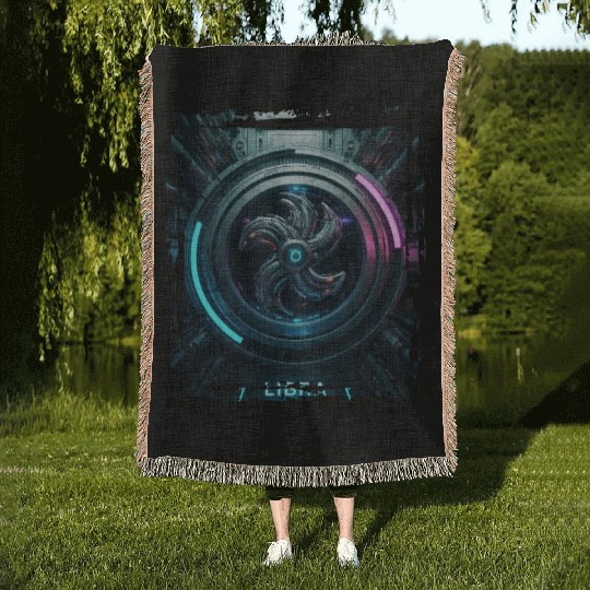 Zodiac sign Libra in cyberpunk era Future Woven Blankets