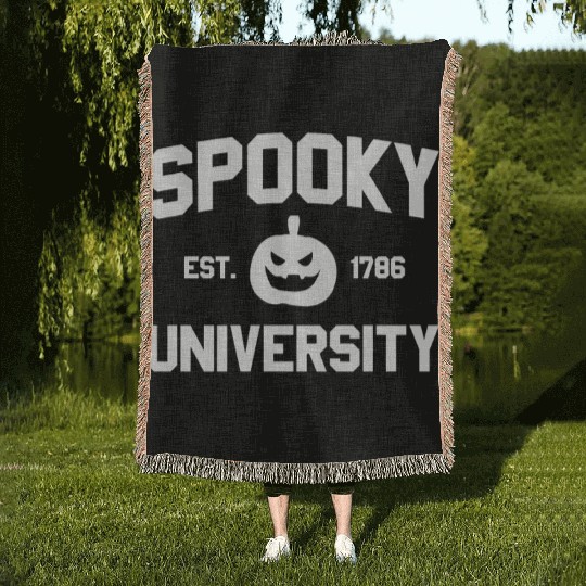 Spooky University Established 1786 Pumpkin Uspooky Woven Blankets
