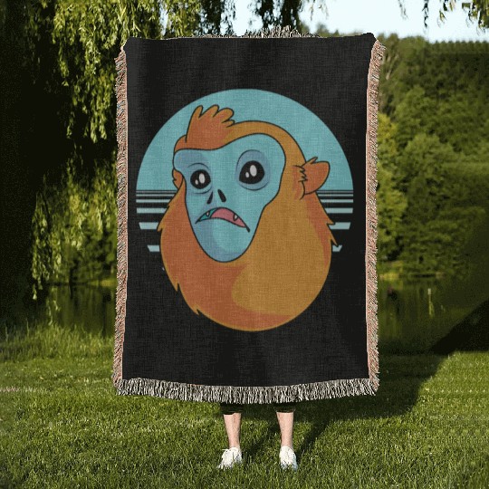 Funny Monkey Face Golden Snub Nosed Monkey Woven Blankets