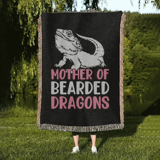 Mother Of Bearded Dragons Lizard Lover Mom Woven Blankets