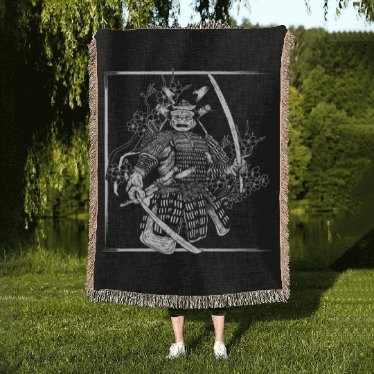 Kanji Japan Katana Sword Ninja Samurai Woven Blankets