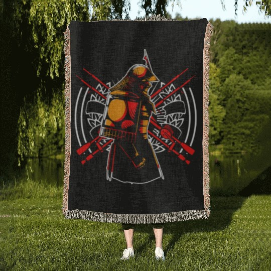 Kanji Japan Katana Sword Ninja Samurai Woven Blankets