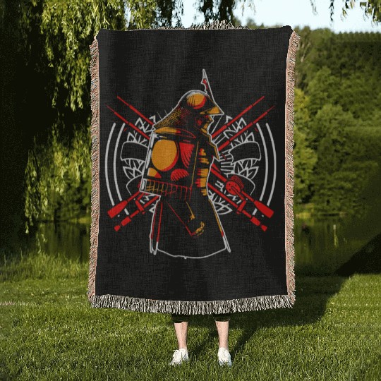 Kanji Japan Katana Sword Ninja Samurai Woven Blankets