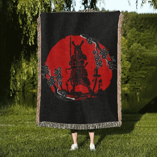 Kanji Japan Katana Sword Ninja Samurai Woven Blankets