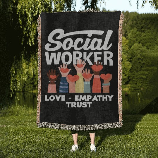 Social Worker Love Empathy Trust Woven Blankets