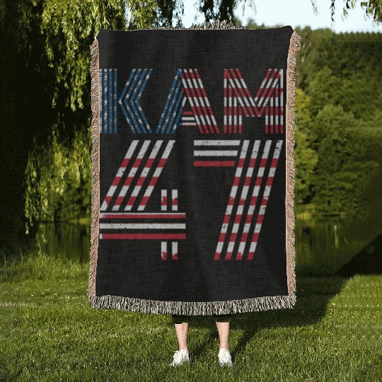 Kam 47 Kamala Harris President USA America 2024 Woven Blankets
