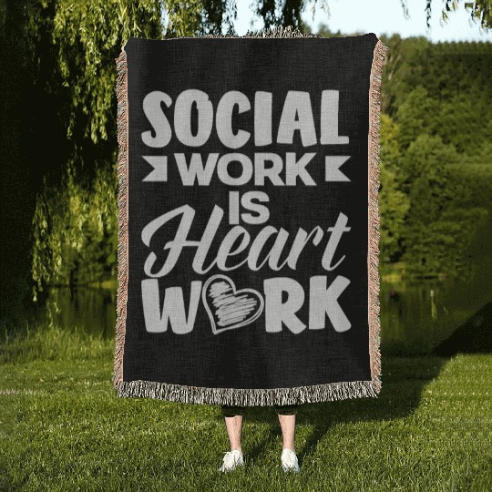 Social Work Is Heart Work Woven Blankets