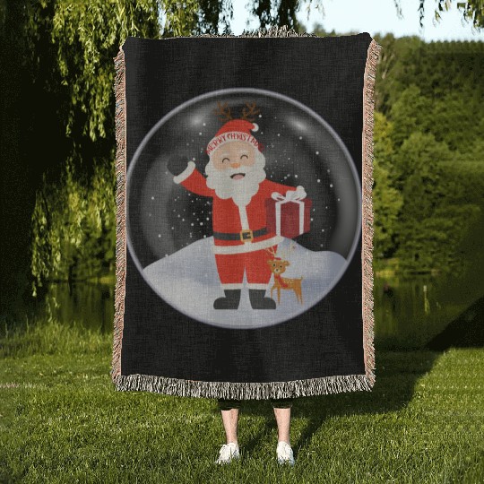 Santa’s Joy: Christmas Snow Globe Woven Blankets