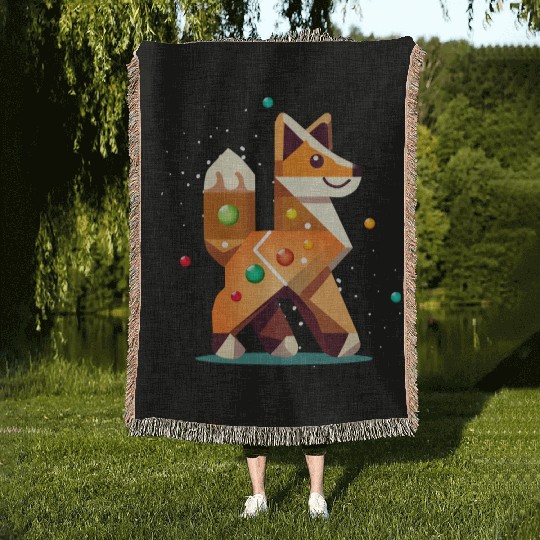 Fox in gingerbread style -creative Christmas motif Woven Blankets