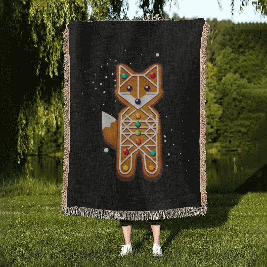 Fox gingerbread style - creative Christmas motif Woven Blankets
