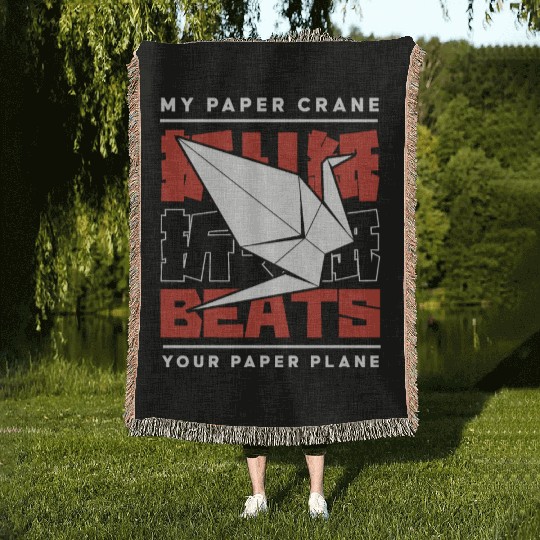 My Paper Crane Beats Your Paper Plane Owl Folding Woven Blankets