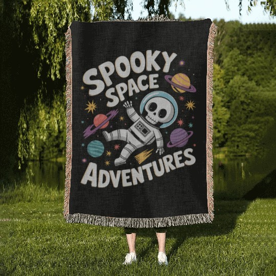 Spooky Space Adventures with Astronaut Skull Woven Blankets