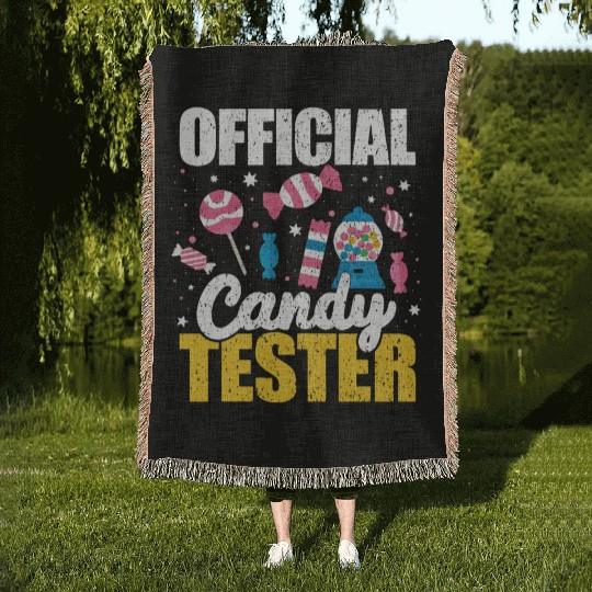 Kids Women Official Candy Tester For Candy Lover Woven Blankets