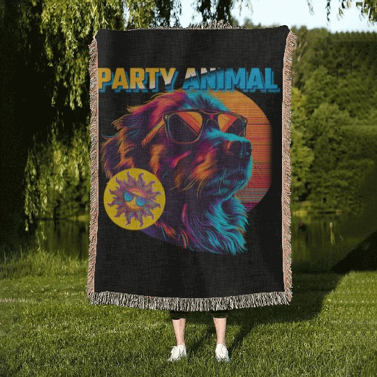 Party Animal Vintage Woven Blankets