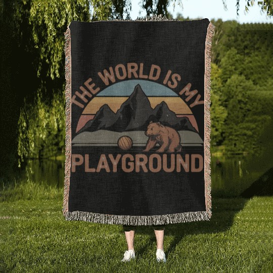 The World is My Playground Woven Blankets