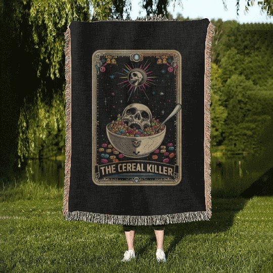 Cereal Killer Tarot Card Horror Movies True Crime Woven Blankets