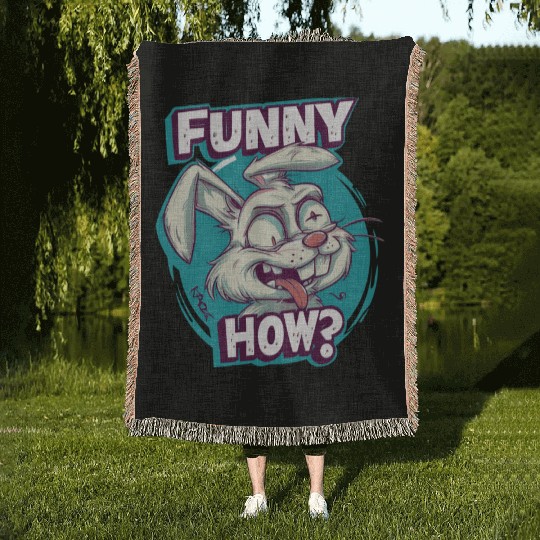 Funny How? – Crazy Bunny Face Woven Blankets