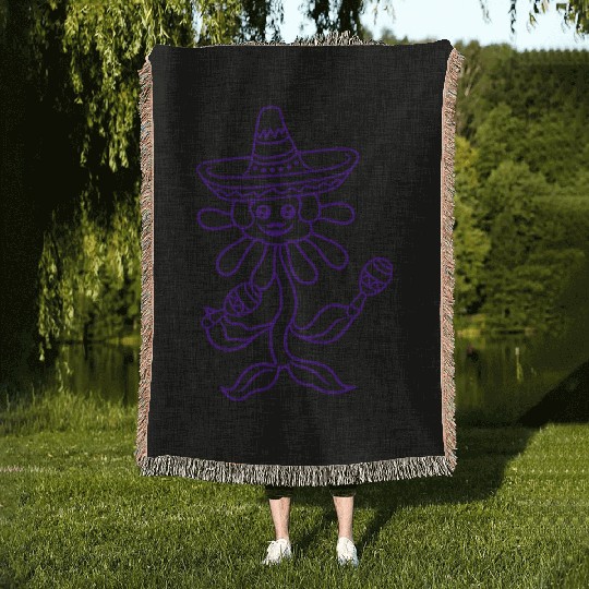 Little Happy Mexican Culture Flower Dancing Music Woven Blankets