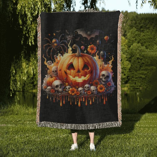 happy halloween Woven Blankets