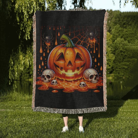 happy halloween Woven Blankets