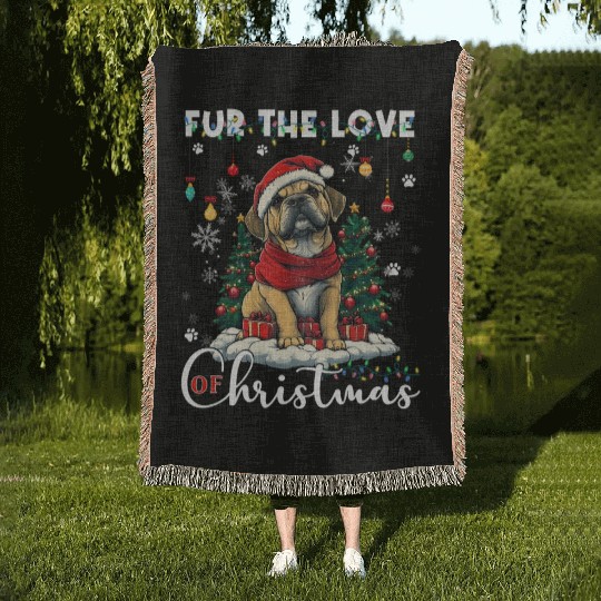 Boxer Christmas Tree Lights Decorations Dog Lover Woven Blankets