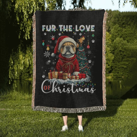 French Bulldog Christmas Tree Decoration Dog Lover Woven Blankets