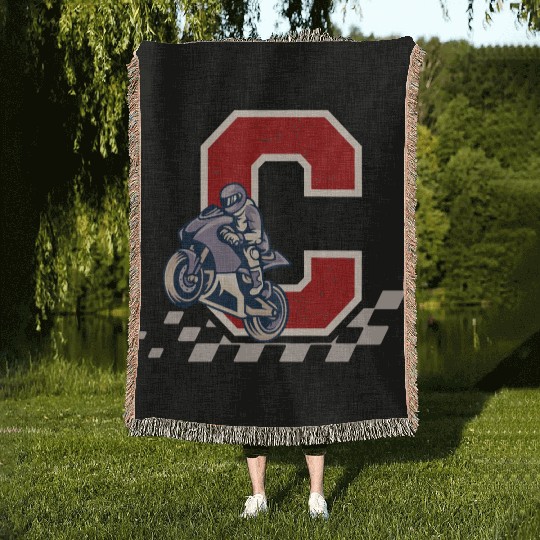 Motorbike Racer - C Series Woven Blankets