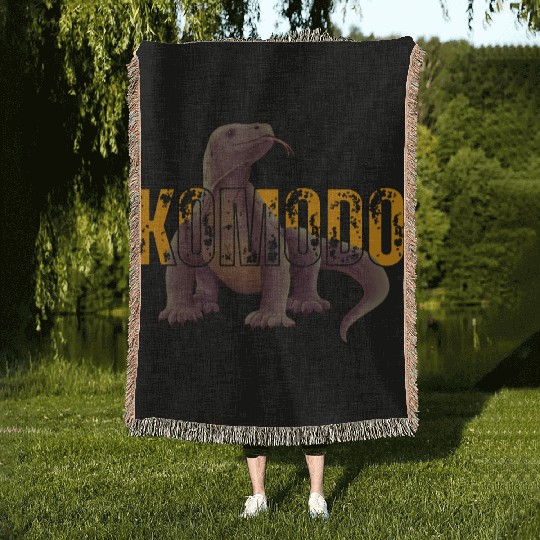 Komodo Dragon Art From Indonesia Woven Blankets
