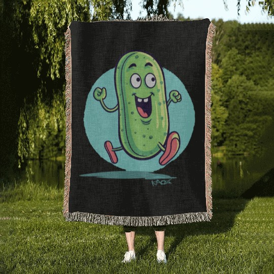 A Happy Running Pickle Woven Blankets