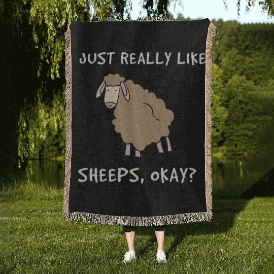 Really Like Sheeps Farmer Farming Woven Blankets