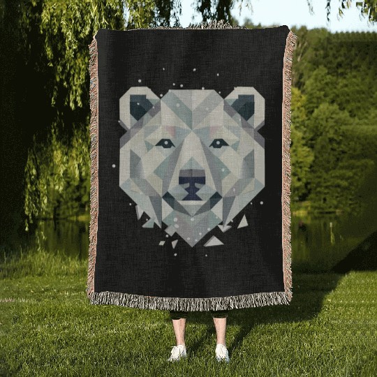 abstract polar bear-powerful elegance of the north Woven Blankets