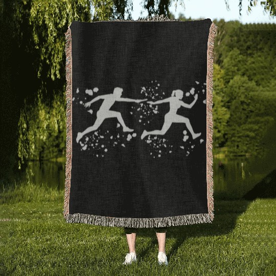 Relay Racer Relay Racing Relay Race Woven Blankets