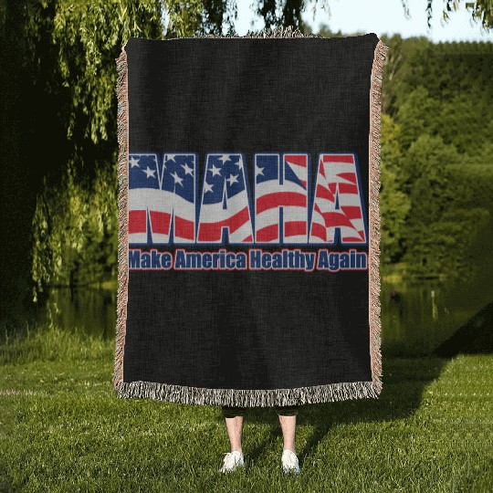 Patriotic Flag Typography Design Woven Blankets