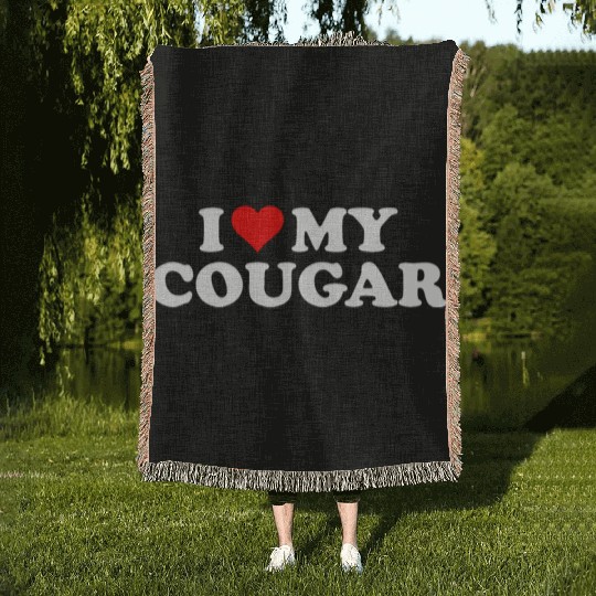 I Love Cougars Cougar Humor Valentine's Day 3BK1 Woven Blankets