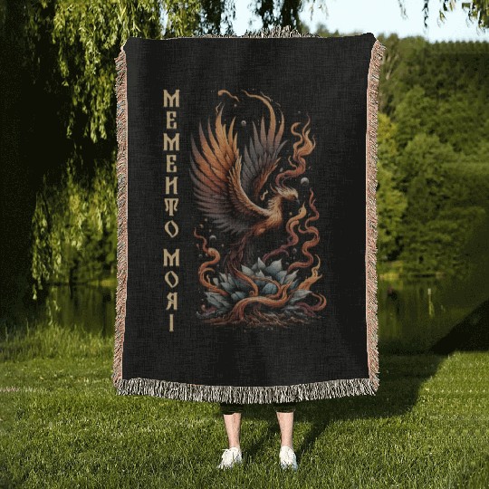 Memento Mori Phoenix Rebirth Fire Art Design Woven Blankets