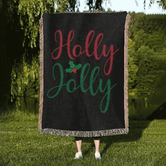 Christmas Holly Jolly Sticker Woven Blankets