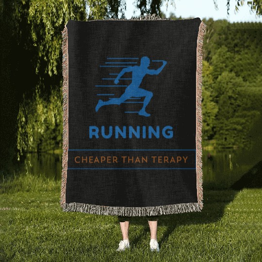 Running: Cheaper Than Therapy Fitness Running Woven Blankets
