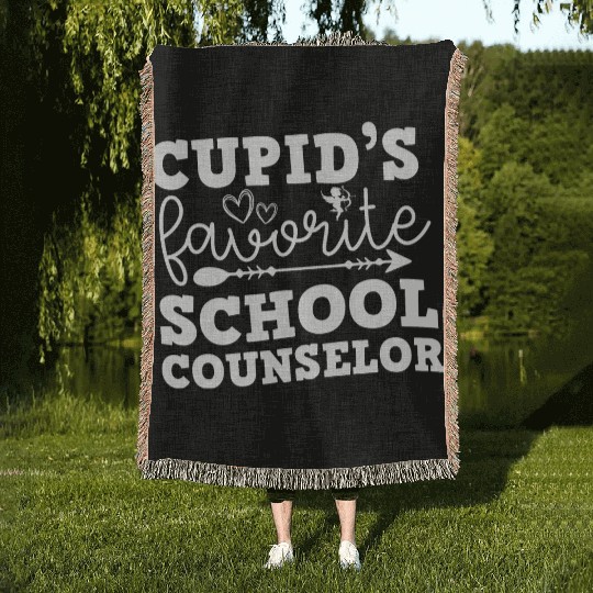 Cupid's favorite school Counselor Valentine's day Woven Blankets