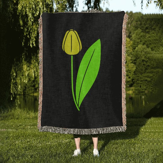 Yellow Tulip Beautiful Flower Pretty Spring Summer Woven Blankets